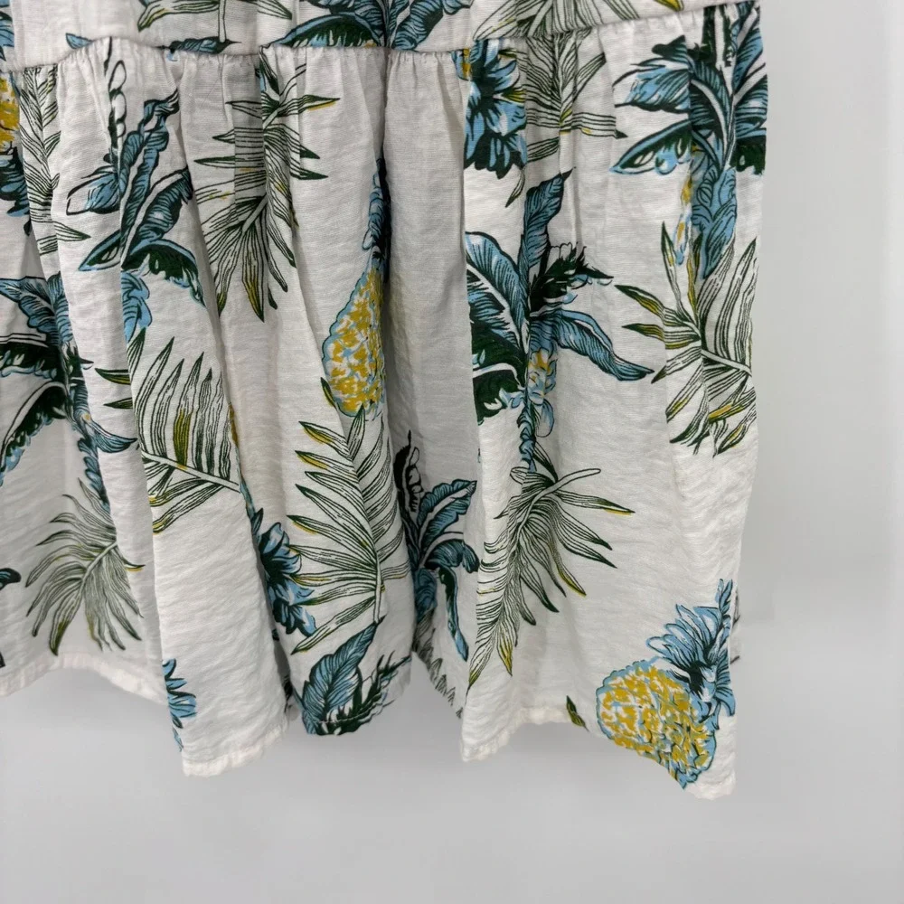 Bonnie Jean Maxi Dress Kids Size 6X White Tropical Pineapple Pom Pom Trim Summer